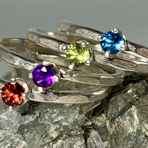 Stacking Rings, Stacker Rings, Silver Stacking, Stacker Gemstone - Picture 1 of 5
